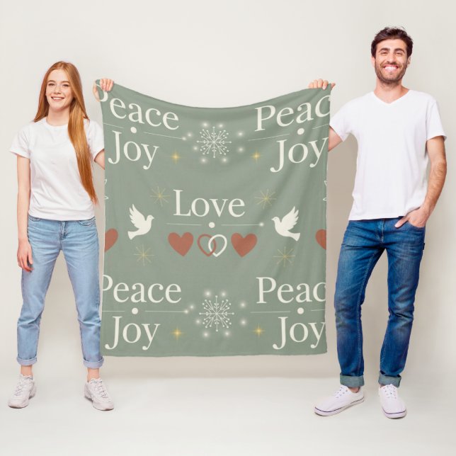 Minimalistischer Frieden Liebe Freude Skandinavisc Fleecedecke (Beispiel)