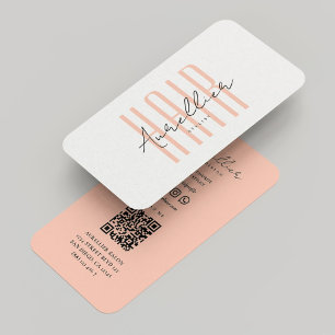 Minimalistischer Friseur Barbier-Skript Pfirsich Visitenkarte