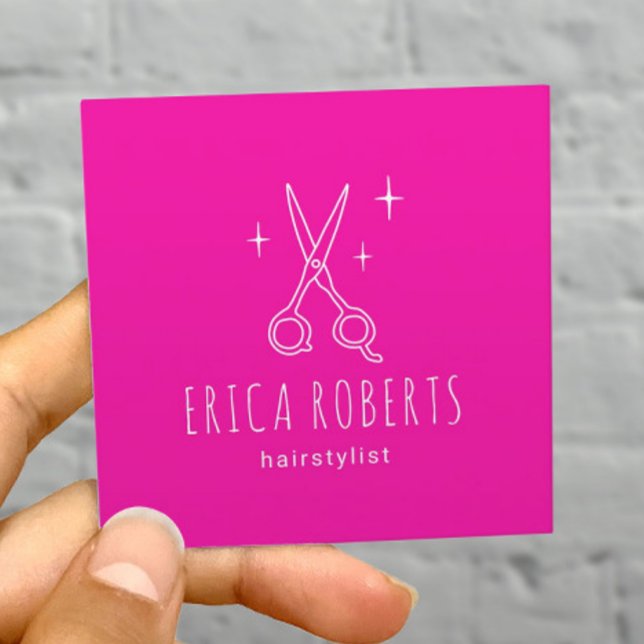 Minimalistischer Friseursalon  Schere Quadratische Visitenkarte (Von Creator hochgeladen)