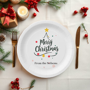 Minimalistischer Frohe Weihnachten abstrakter Baum Pappteller