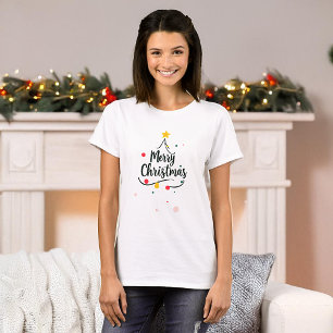 Minimalistischer Frohe Weihnachten abstrakter Baum T-Shirt