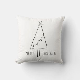 Minimalistischer Frohe Weihnachten Baum Linienkuns Kissen