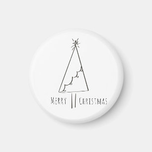 Minimalistischer Frohe Weihnachtsbaum Linienkunst Magnet