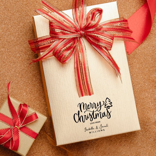 Minimalistischer froher Weihnachtsbaum-Tag Gummistempel (Von Creator hochgeladen)