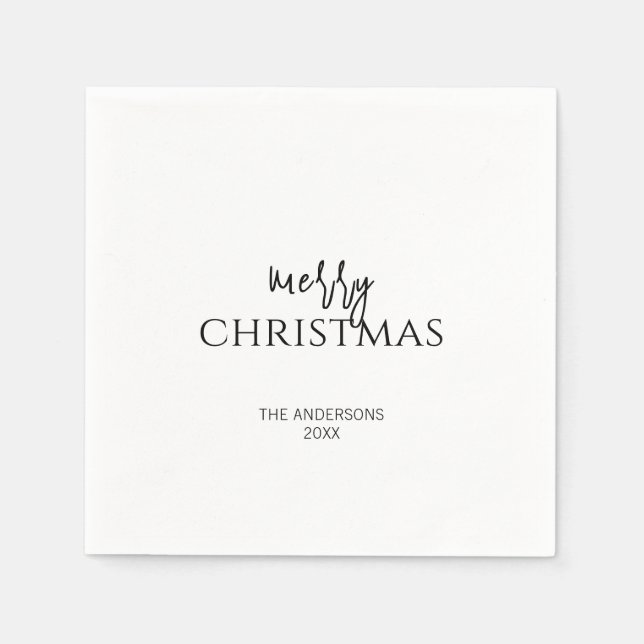 Minimalistischer froher Weihnachtsurlaub Serviette (Vorderseite)