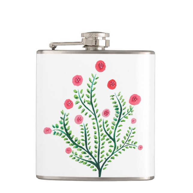 Minimalistischer Frühling Blütenflora Hübsche Wass Flachmann (Vorderseite)