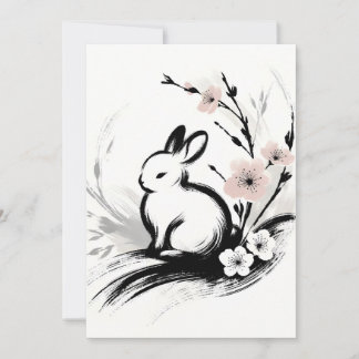 Minimalistischer Frühlings-Zen-Hase Kirschblüten Ankündigung