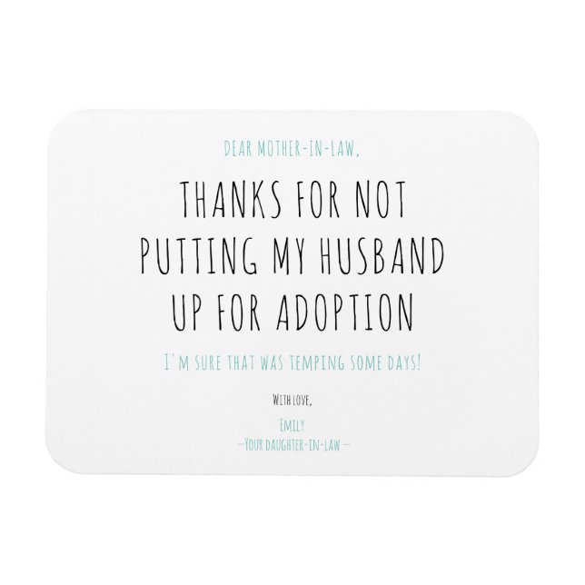 Minimalistischer Funny Handwriting Mother-in-law-Z Magnet (Horizontal)