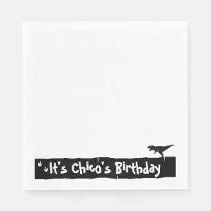 Minimalistischer Geburtstag von Dino: T-Rex Design Serviette