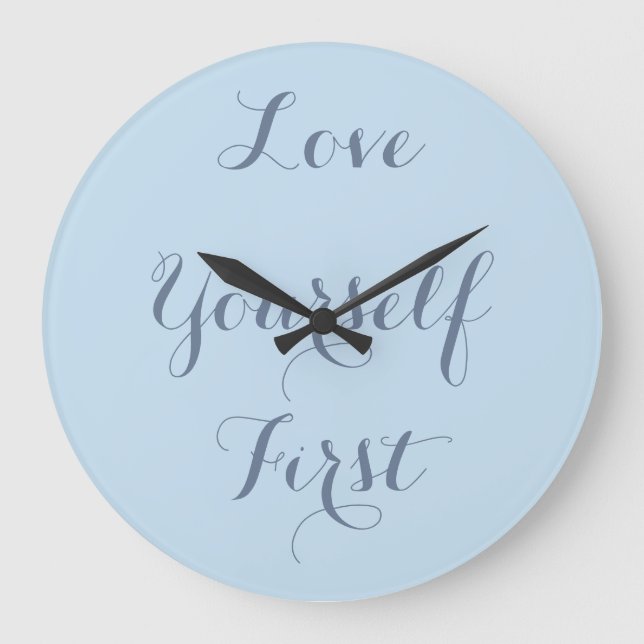 Minimalistischer, geistlicher, pastellfarbener Aqu Große Wanduhr (Vorderseite)
