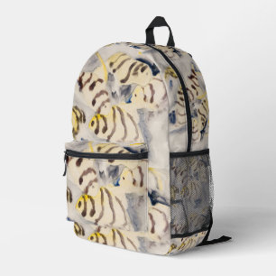 Minimalistischer Gelber Engelfisch Vintage-Wasserf Bedruckter Rucksack