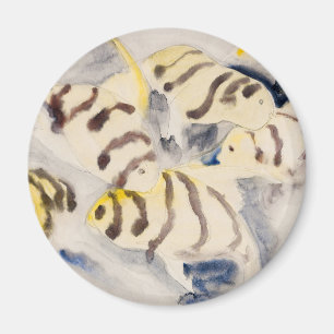 Minimalistischer Gelber Engelfisch Vintage-Wasserf Magnet