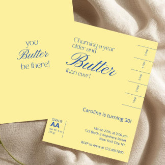 Minimalistischer Gelber Gesalzener Butter Geburtst Einladung
