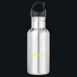 Minimalistischer gelber Individuelle Name Edelstahlflasche<br><div class="desc">Minimalistischer gelber Individuelle Name Text Edelstahlflasche</div>
