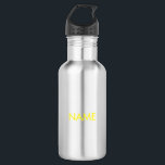 Minimalistischer gelber Individuelle Name Edelstahlflasche<br><div class="desc">Minimalistischer gelber Individuelle Name Text Edelstahlflasche</div>