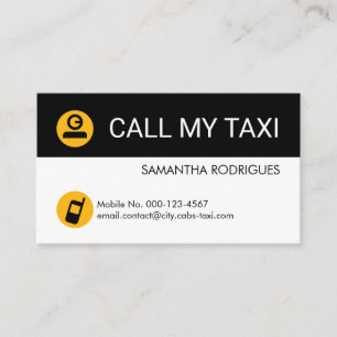 Minimalistischer Gelber Taxi Fahrer Visitenkarte