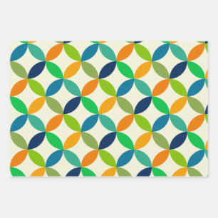 Minimalistischer geometrischer Mid-Century-Modern- Geschenkpapier Set