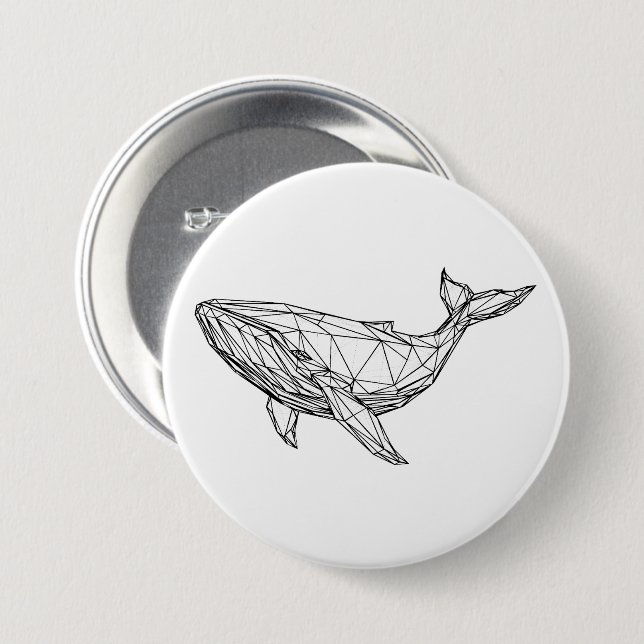 Minimalistischer geometrischer Wal-Button Button (Vorne & Hinten)