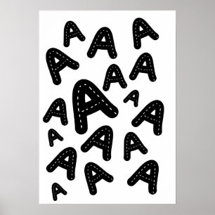 Minimalistischer gestickter Monogramm A - Geometri Poster