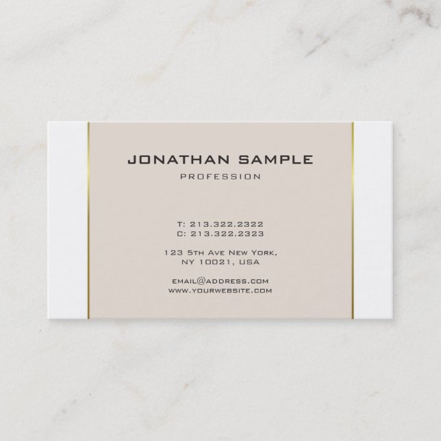 Minimalistischer Glamour Design Trendy Gold Schlic Visitenkarte (Vorderseite)