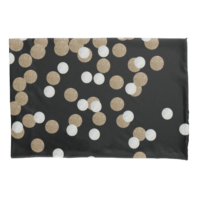 Minimalistischer Glitzer, schwarzer Champagnergold Kissenbezug (Vorderseite-Links)
