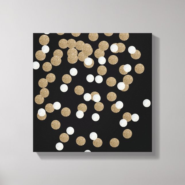 Minimalistischer Glitzer, schwarzer Champagnergold Leinwanddruck (Vorderseite)