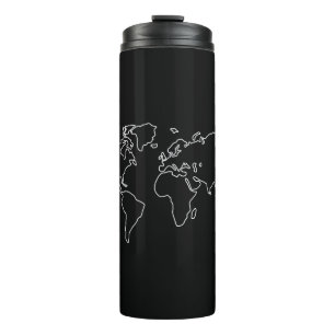 Minimalistischer Globus Weltkarte T-Shirt Reise Re Thermosbecher