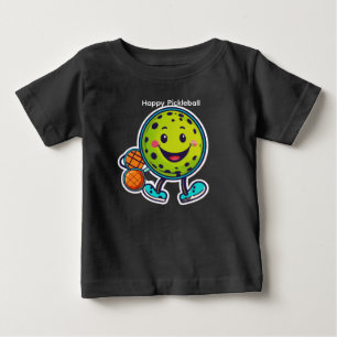 Minimalistischer glücklicher Pickleball-Cartoon-Au Baby T-shirt