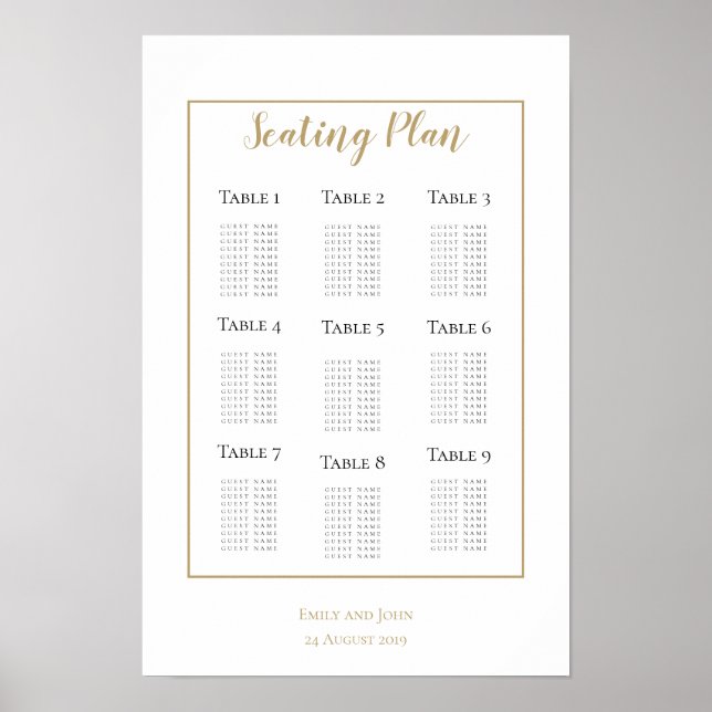 Minimalistischer Gold-Border-Design-Plan Poster (Vorne)