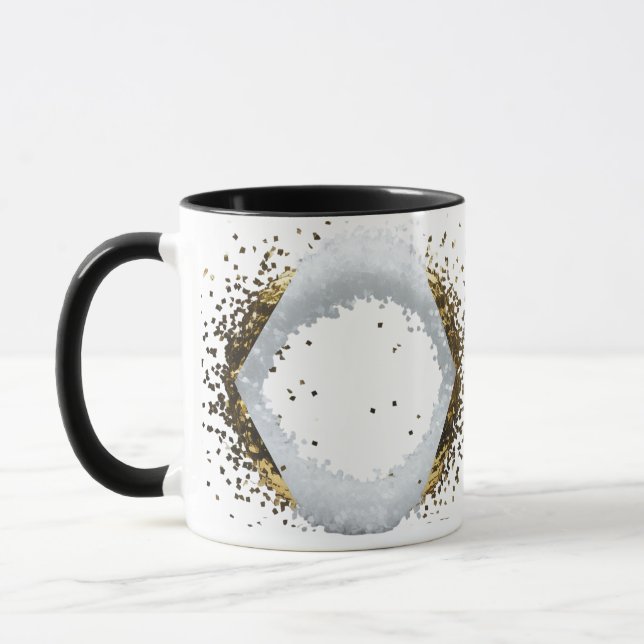 Minimalistischer Gold-Diamant-Rahmen Weiße Konfett Tasse (Links)