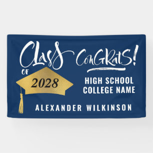 Minimalistischer Gold Grad Cap Stilvoller Script-A Banner