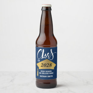 Minimalistischer Gold Grad Cap Stilvoller Script-A Bierflaschenetikett