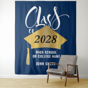 Minimalistischer Gold Grad Cap Stilvoller Script-A Wandteppich