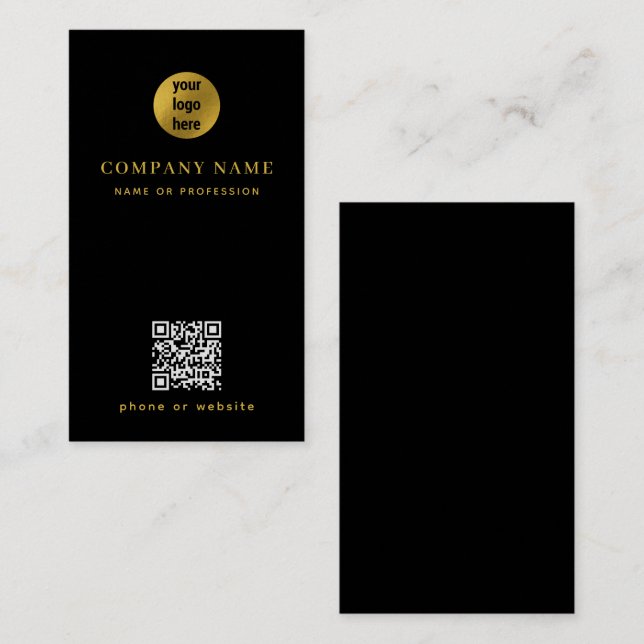 Minimalistischer Gold QR Code Visitenkarte (Vorne/Hinten)
