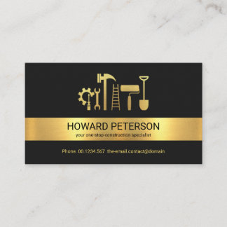 Minimalistischer Gold Stripe Handyman Tools Contra Visitenkarte