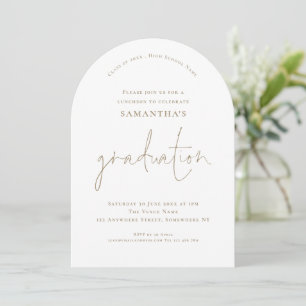 Minimalistischer Gold Text Grad Luncheon Abschluss Einladung