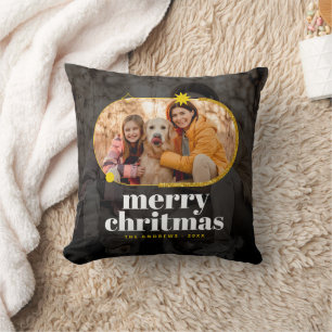 Minimalistischer goldener Glitter-Weihnachtsfamili Kissen