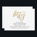 Minimalistischer Goldfilm 40. Geburtstag Einladung<br><div class="desc">Diese minimalistische Party Einladung aus dem 40. Jubiläum enthält eine auffällige Goldfolie '40'. Bitte beachten Sie, dass die Goldfolie nur eine Textur ist, keine echte Folie. Für eine erweiterte Anpassung dieses Designs, z.B. das Ändern des Layouts, des Schriftartes oder der Textgröße, klicken Sie bitte auf den obigen Button "KENNEN". Bitte...</div>