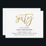 Minimalistischer Goldfilm 60. Geburtstag Einladung<br><div class="desc">Diese minimalistische 60. Geburtstagsfeier lädt mit einem auffälligen Text aus Goldfolie '60' ein. Bitte beachten Sie, dass die Goldfolie nur eine Textur ist, keine echte Folie. Für eine erweiterte Anpassung dieses Designs, z.B. das Ändern des Layouts, des Schriftartes oder der Textgröße, klicken Sie bitte auf den obigen Button "KENNEN". Bitte...</div>