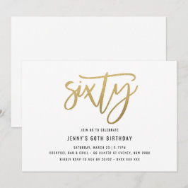 Minimalistischer Goldfilm 60. Geburtstag Einladung