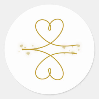 Minimalistischer Goldlinien-Herzen-Hochzeitsaufkle Runder Aufkleber