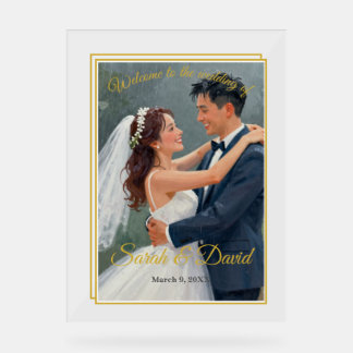 Minimalistischer Goldrahmen-Hochzeitsposter Acryl- Acrylschild