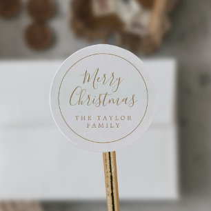 Minimalistischer Goldring Frohe Weihnachtsgeschenk Runder Aufkleber