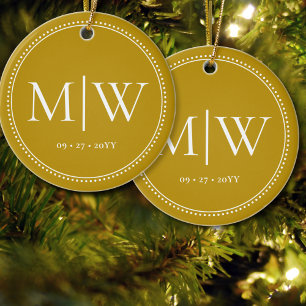 Minimalistischer Goldurlaub für New Yorker Monogra Keramik Ornament