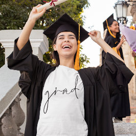 Minimalistischer Grad-Schwarz-Script-Abschluss T-Shirt