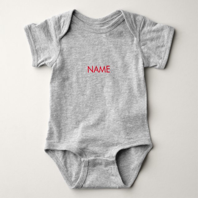 Minimalistischer, grau individuelle Name Text mode Baby Strampler (Vorderseite)