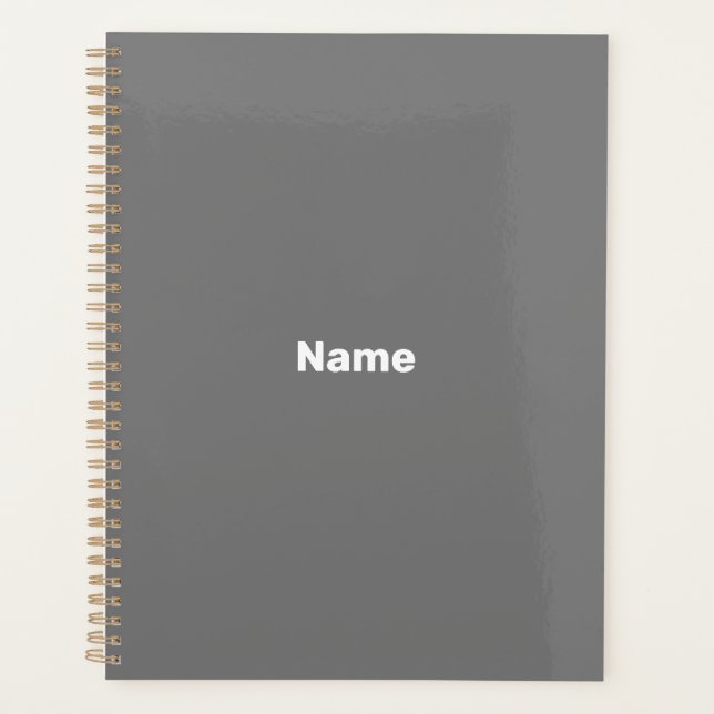 Minimalistischer grauer individuelle Name Text Mon Planer (Vorderseite)