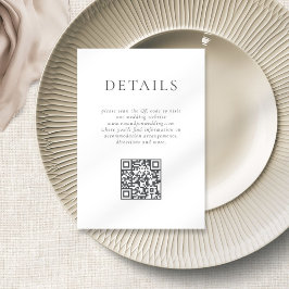 Minimalistischer Grautext QR Code Hochzeitdetails Begleitkarte
