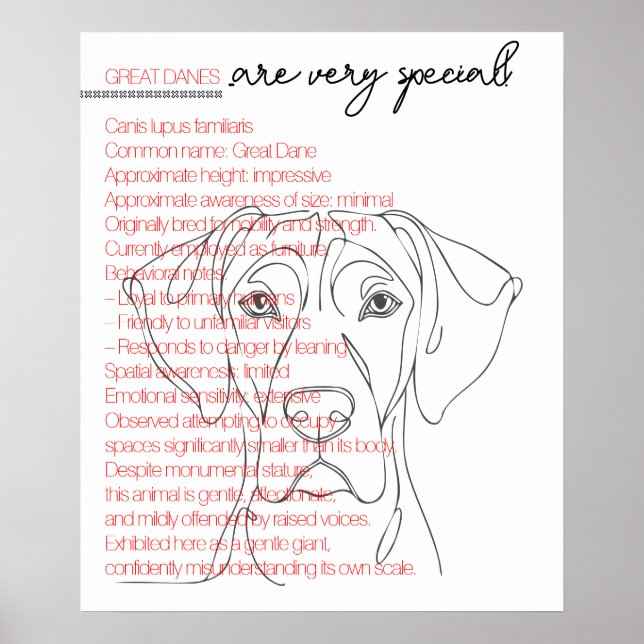 Minimalistischer Great Dane Poster (Vorne)