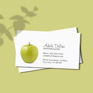Minimalistischer grüner Apple-Lehrer Visitenkarte
